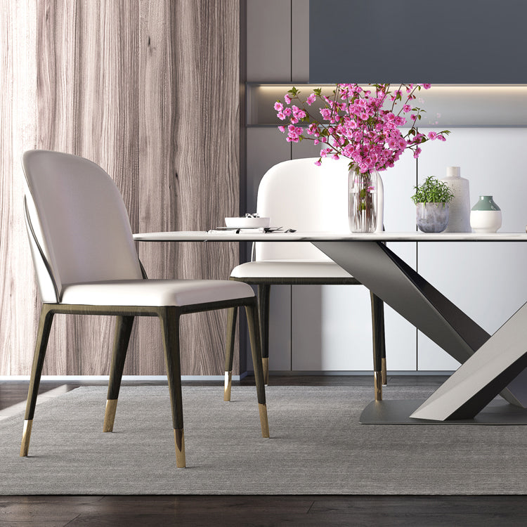 Armless Dining Chairs Modern Faux Leather Side Chairs for Home Clearhalo 'Dining Chairs' 'Dining Tables & Seating' 'dining_chair' 'furn' 'furn_dining_chair' 'Furniture' 'furniture_dining_chair' 'Kitchen & Dining Furniture' 5063121