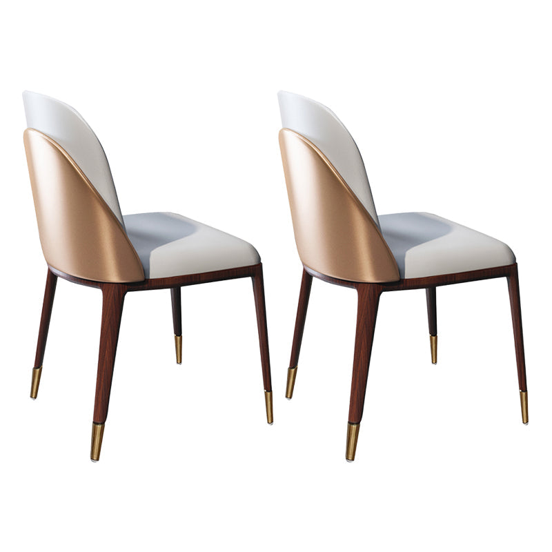 Armless Dining Chairs Modern Faux Leather Side Chairs for Home Walnut White 2 Piece Set Clearhalo 'Dining Chairs' 'Dining Tables & Seating' 'dining_chair' 'furn' 'furn_dining_chair' 'Furniture' 'furniture_dining_chair' 'Kitchen & Dining Furniture' 5063122