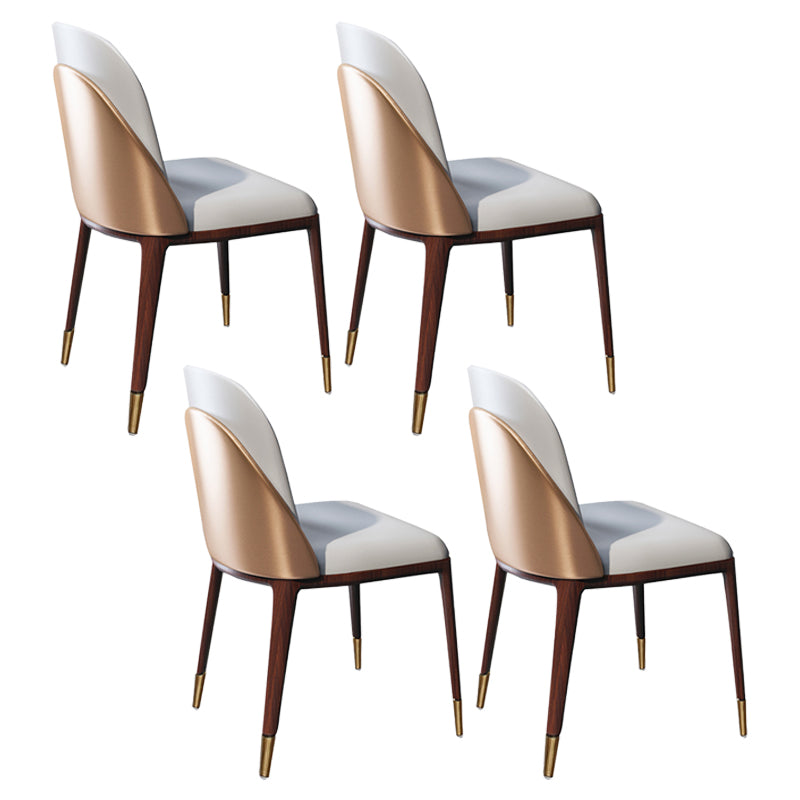 Armless Dining Chairs Modern Faux Leather Side Chairs for Home Walnut White 4 Piece Set Clearhalo 'Dining Chairs' 'Dining Tables & Seating' 'dining_chair' 'furn' 'furn_dining_chair' 'Furniture' 'furniture_dining_chair' 'Kitchen & Dining Furniture' 5063123