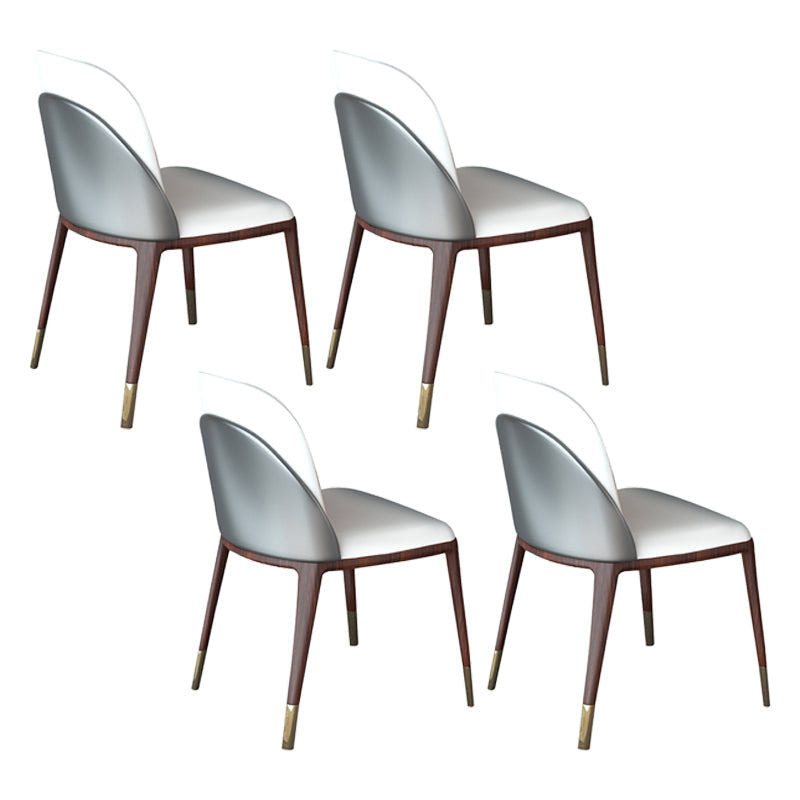 Armless Dining Chairs Modern Faux Leather Side Chairs for Home Walnut-Grey 4 Piece Set Clearhalo 'Dining Chairs' 'Dining Tables & Seating' 'dining_chair' 'furn' 'furn_dining_chair' 'Furniture' 'furniture_dining_chair' 'Kitchen & Dining Furniture' 5063128