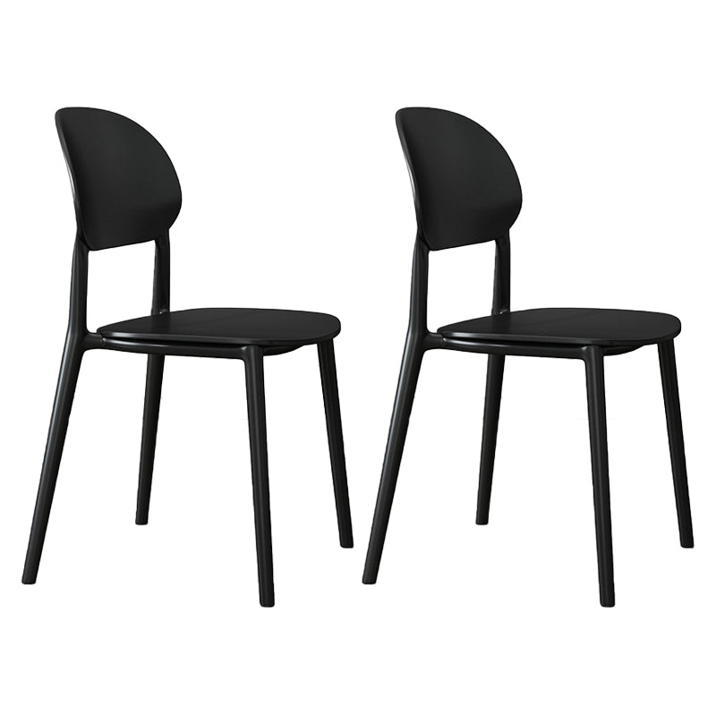 Plastic Scandinavian Armless Chair Kitchen Dining Room Open Back Chair Black Set of 2 Clearhalo 'Dining Chairs' 'Dining Tables & Seating' 'dining_chair' 'Furniture' 'furniture_dining_chair' 'Kitchen & Dining Furniture' 5063133