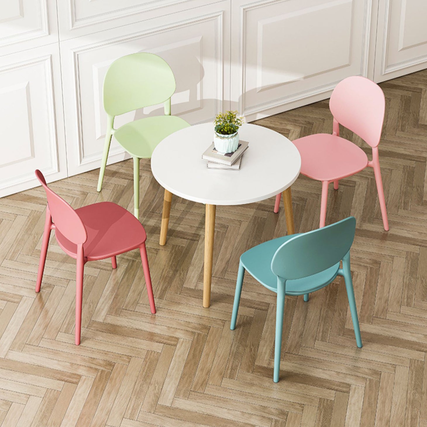 Plastic Scandinavian Armless Chair Kitchen Dining Room Open Back Chair Clearhalo 'Dining Chairs' 'Dining Tables & Seating' 'dining_chair' 'Furniture' 'furniture_dining_chair' 'Kitchen & Dining Furniture' 5063134
