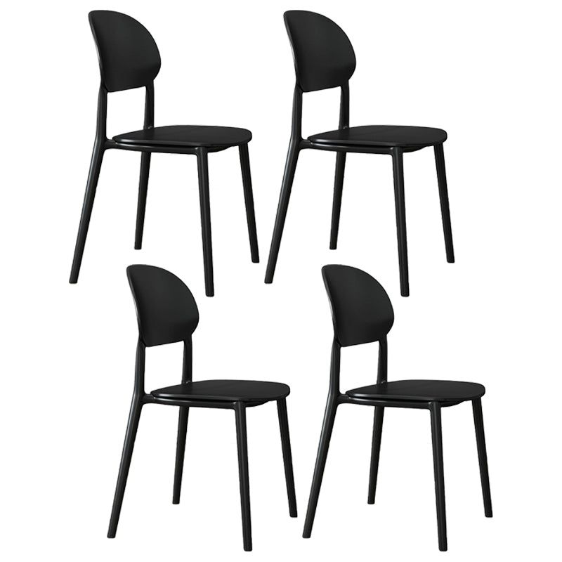 Plastic Scandinavian Armless Chair Kitchen Dining Room Open Back Chair Black Set of 4 Clearhalo 'Dining Chairs' 'Dining Tables & Seating' 'dining_chair' 'Furniture' 'furniture_dining_chair' 'Kitchen & Dining Furniture' 5063135