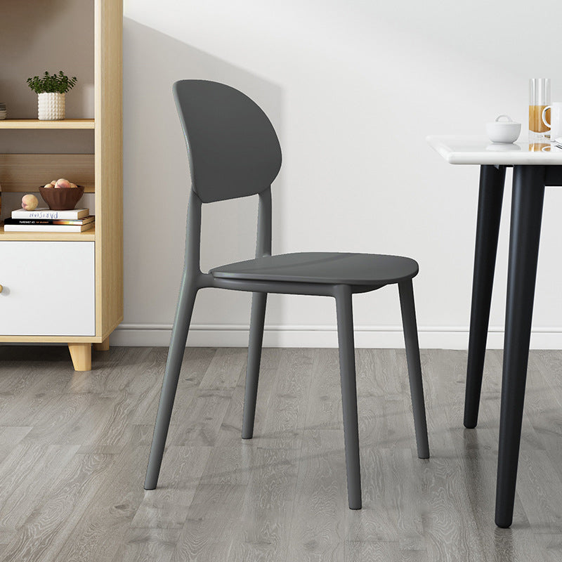 Plastic Scandinavian Armless Chair Kitchen Dining Room Open Back Chair Grey 1 Piece Clearhalo 'Dining Chairs' 'Dining Tables & Seating' 'dining_chair' 'Furniture' 'furniture_dining_chair' 'Kitchen & Dining Furniture' 5063136