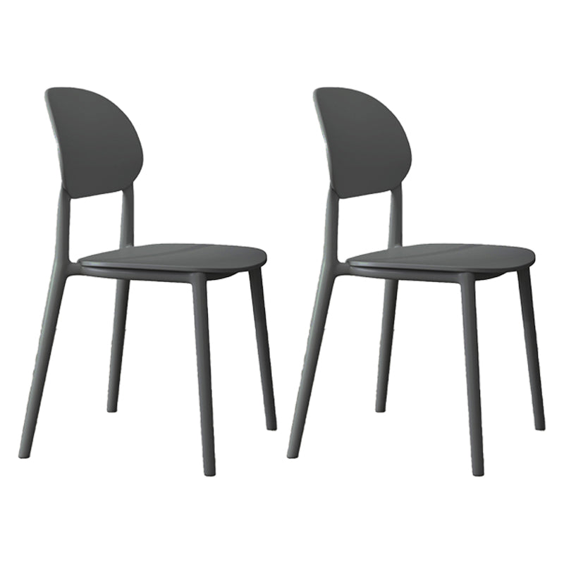 Plastic Scandinavian Armless Chair Kitchen Dining Room Open Back Chair Grey Set of 2 Clearhalo 'Dining Chairs' 'Dining Tables & Seating' 'dining_chair' 'Furniture' 'furniture_dining_chair' 'Kitchen & Dining Furniture' 5063139