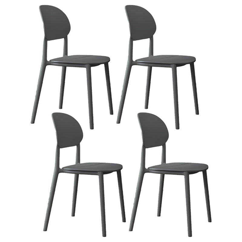 Plastic Scandinavian Armless Chair Kitchen Dining Room Open Back Chair Grey Set of 4 Clearhalo 'Dining Chairs' 'Dining Tables & Seating' 'dining_chair' 'Furniture' 'furniture_dining_chair' 'Kitchen & Dining Furniture' 5063140