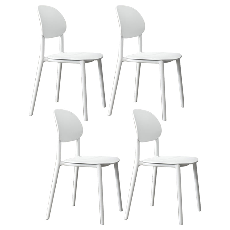 Plastic Scandinavian Armless Chair Kitchen Dining Room Open Back Chair White Set of 4 Clearhalo 'Dining Chairs' 'Dining Tables & Seating' 'dining_chair' 'Furniture' 'furniture_dining_chair' 'Kitchen & Dining Furniture' 5063146