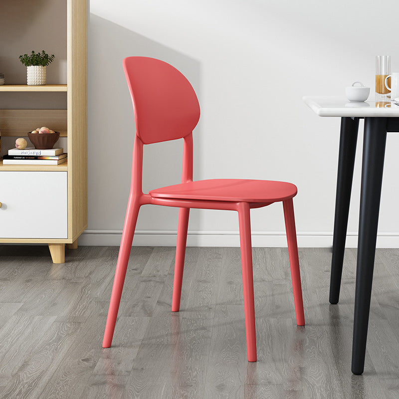 Plastic Scandinavian Armless Chair Kitchen Dining Room Open Back Chair Red 1 Piece Clearhalo 'Dining Chairs' 'Dining Tables & Seating' 'dining_chair' 'Furniture' 'furniture_dining_chair' 'Kitchen & Dining Furniture' 5063148