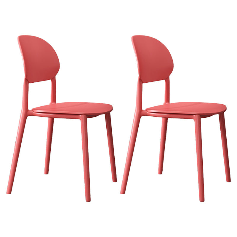 Plastic Scandinavian Armless Chair Kitchen Dining Room Open Back Chair Red Set of 2 Clearhalo 'Dining Chairs' 'Dining Tables & Seating' 'dining_chair' 'Furniture' 'furniture_dining_chair' 'Kitchen & Dining Furniture' 5063149