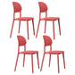 Plastic Scandinavian Armless Chair Kitchen Dining Room Open Back Chair Red Set of 4 Clearhalo 'Dining Chairs' 'Dining Tables & Seating' 'dining_chair' 'Furniture' 'furniture_dining_chair' 'Kitchen & Dining Furniture' 5063150