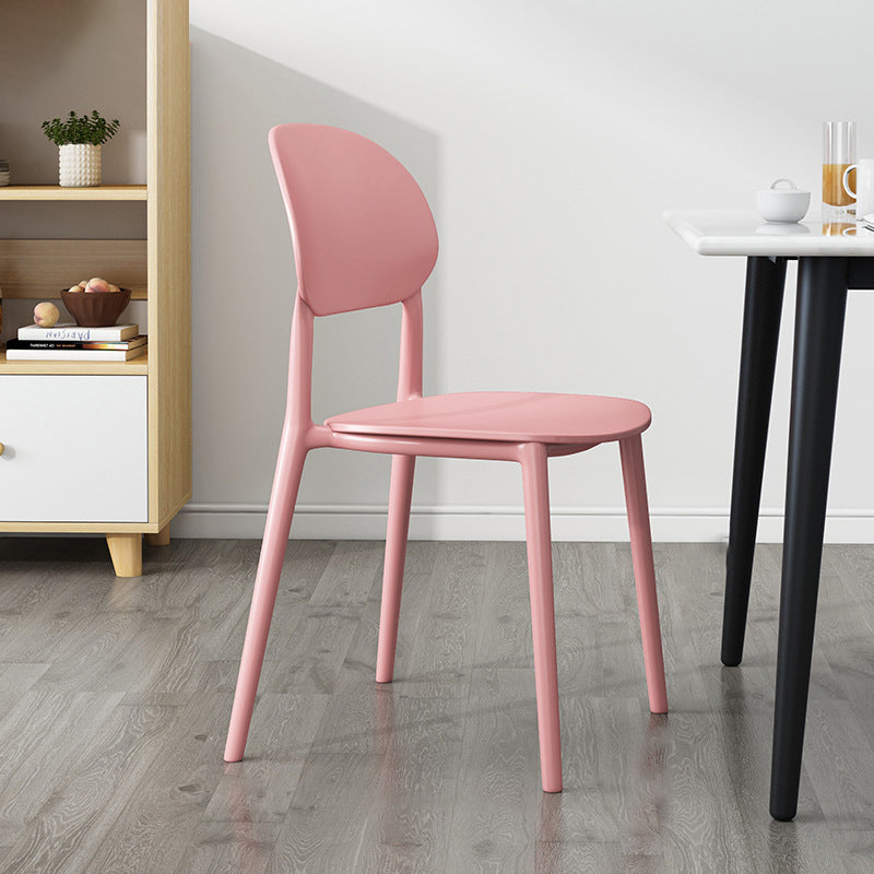 Plastic Scandinavian Armless Chair Kitchen Dining Room Open Back Chair Pink 1 Piece Clearhalo 'Dining Chairs' 'Dining Tables & Seating' 'dining_chair' 'Furniture' 'furniture_dining_chair' 'Kitchen & Dining Furniture' 5063151
