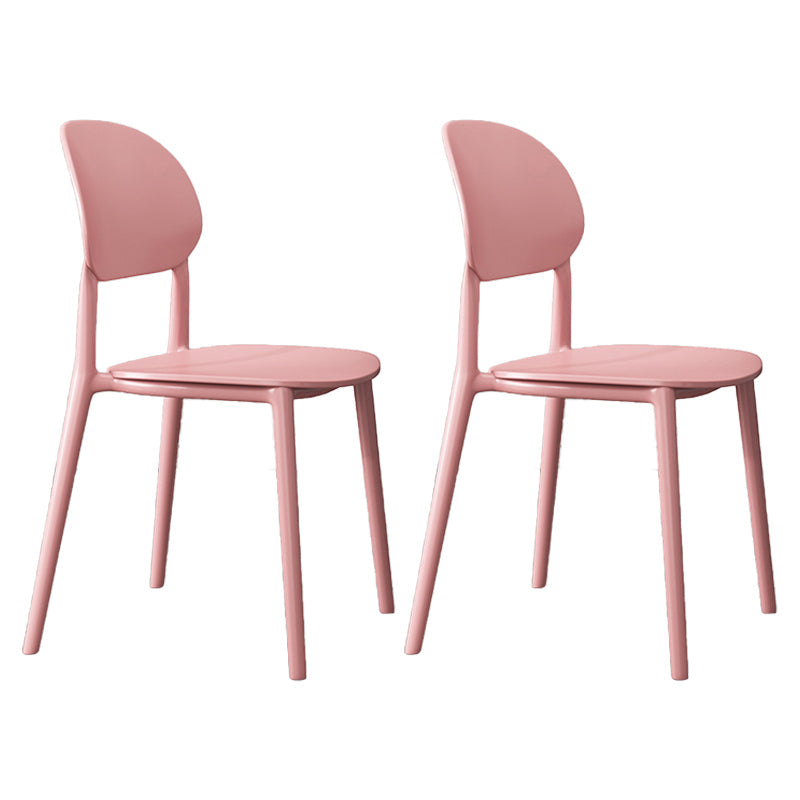 Plastic Scandinavian Armless Chair Kitchen Dining Room Open Back Chair Pink Set of 2 Clearhalo 'Dining Chairs' 'Dining Tables & Seating' 'dining_chair' 'Furniture' 'furniture_dining_chair' 'Kitchen & Dining Furniture' 5063152
