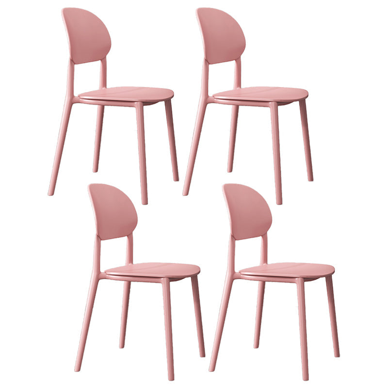Plastic Scandinavian Armless Chair Kitchen Dining Room Open Back Chair Pink Set of 4 Clearhalo 'Dining Chairs' 'Dining Tables & Seating' 'dining_chair' 'Furniture' 'furniture_dining_chair' 'Kitchen & Dining Furniture' 5063153