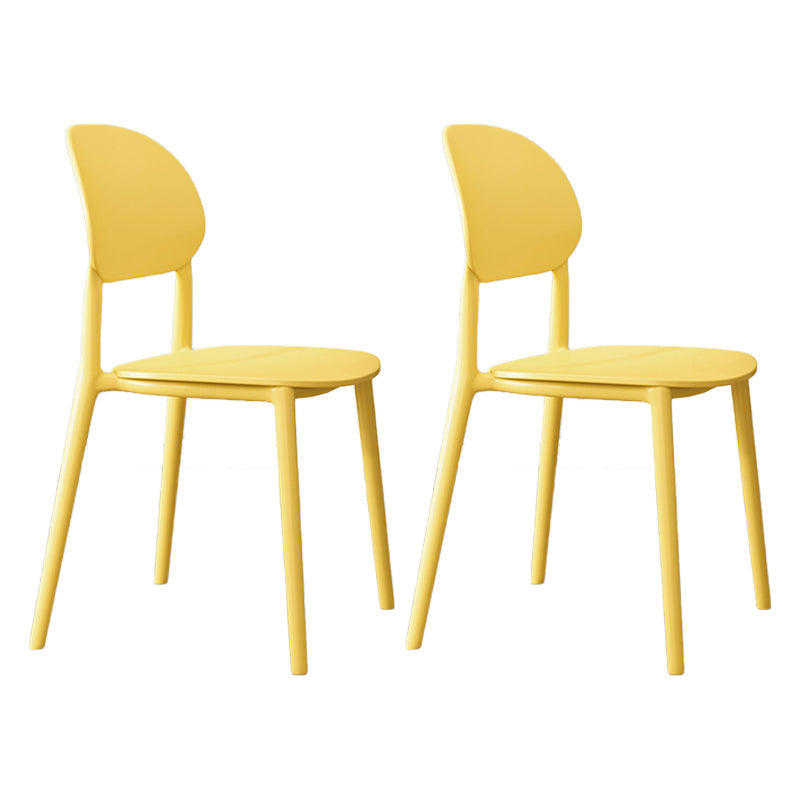 Plastic Scandinavian Armless Chair Kitchen Dining Room Open Back Chair Yellow Set of 2 Clearhalo 'Dining Chairs' 'Dining Tables & Seating' 'dining_chair' 'Furniture' 'furniture_dining_chair' 'Kitchen & Dining Furniture' 5063155