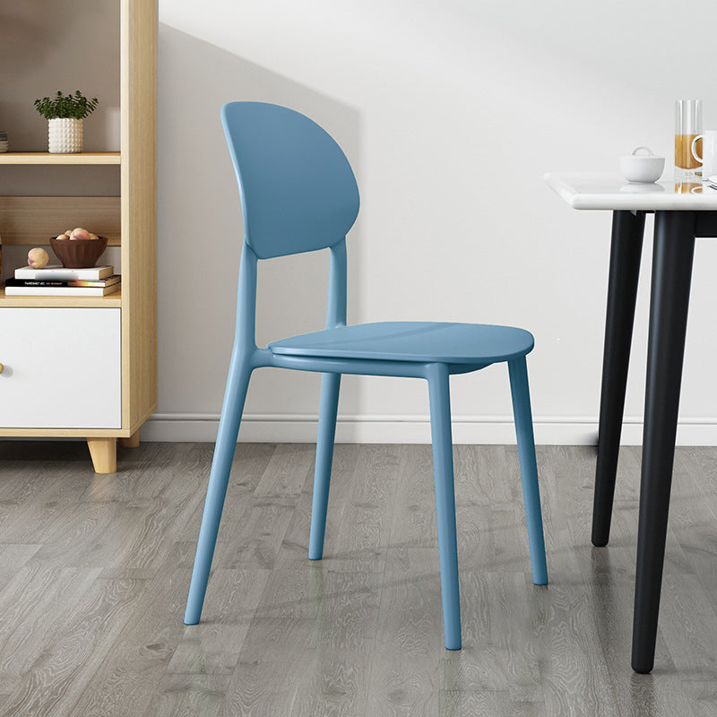 Plastic Scandinavian Armless Chair Kitchen Dining Room Open Back Chair Blue 1 Piece Clearhalo 'Dining Chairs' 'Dining Tables & Seating' 'dining_chair' 'Furniture' 'furniture_dining_chair' 'Kitchen & Dining Furniture' 5063157