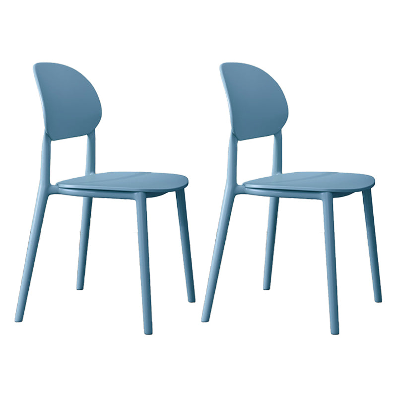 Plastic Scandinavian Armless Chair Kitchen Dining Room Open Back Chair Blue Set of 2 Clearhalo 'Dining Chairs' 'Dining Tables & Seating' 'dining_chair' 'Furniture' 'furniture_dining_chair' 'Kitchen & Dining Furniture' 5063158