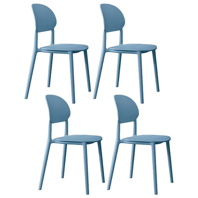 Plastic Scandinavian Armless Chair Kitchen Dining Room Open Back Chair Blue Set of 4 Clearhalo 'Dining Chairs' 'Dining Tables & Seating' 'dining_chair' 'Furniture' 'furniture_dining_chair' 'Kitchen & Dining Furniture' 5063159