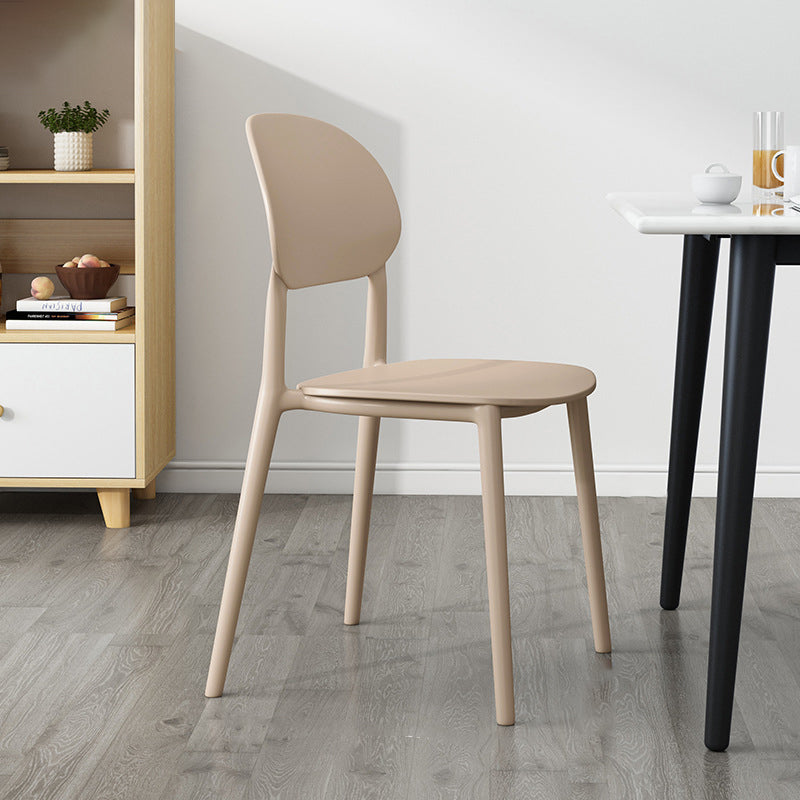 Plastic Scandinavian Armless Chair Kitchen Dining Room Open Back Chair Khaki 1 Piece Clearhalo 'Dining Chairs' 'Dining Tables & Seating' 'dining_chair' 'Furniture' 'furniture_dining_chair' 'Kitchen & Dining Furniture' 5063160