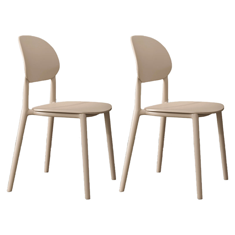 Plastic Scandinavian Armless Chair Kitchen Dining Room Open Back Chair Khaki Set of 2 Clearhalo 'Dining Chairs' 'Dining Tables & Seating' 'dining_chair' 'Furniture' 'furniture_dining_chair' 'Kitchen & Dining Furniture' 5063161
