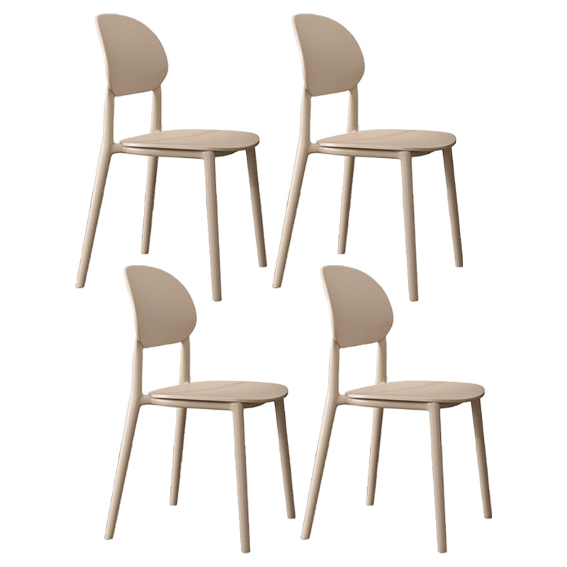 Plastic Scandinavian Armless Chair Kitchen Dining Room Open Back Chair Khaki Set of 4 Clearhalo 'Dining Chairs' 'Dining Tables & Seating' 'dining_chair' 'Furniture' 'furniture_dining_chair' 'Kitchen & Dining Furniture' 5063162