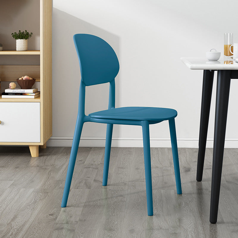 Plastic Scandinavian Armless Chair Kitchen Dining Room Open Back Chair Dark Blue 1 Piece Clearhalo 'Dining Chairs' 'Dining Tables & Seating' 'dining_chair' 'Furniture' 'furniture_dining_chair' 'Kitchen & Dining Furniture' 5063166