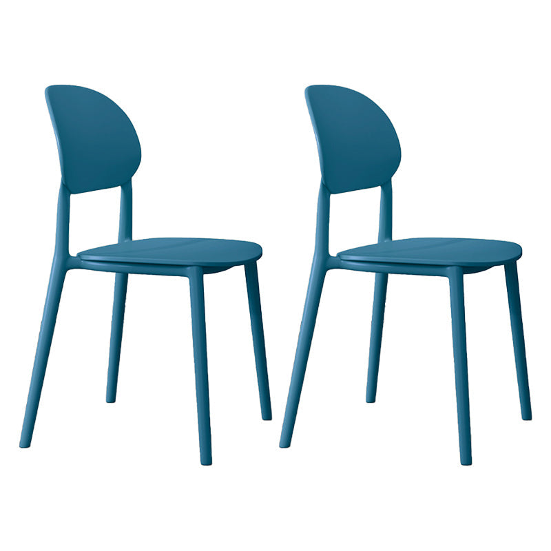 Plastic Scandinavian Armless Chair Kitchen Dining Room Open Back Chair Dark Blue Set of 2 Clearhalo 'Dining Chairs' 'Dining Tables & Seating' 'dining_chair' 'Furniture' 'furniture_dining_chair' 'Kitchen & Dining Furniture' 5063167