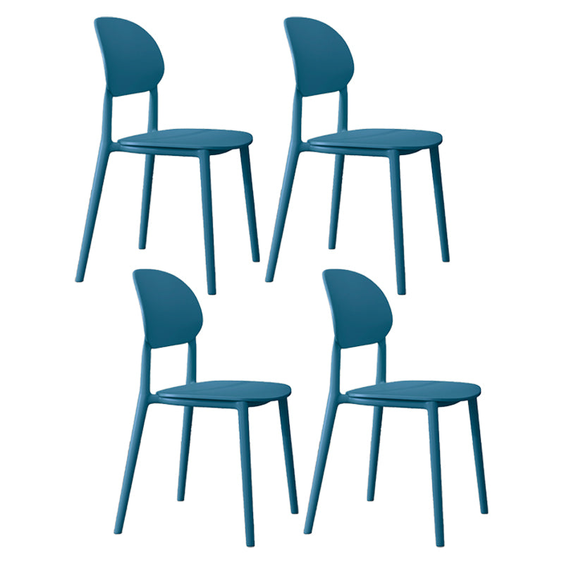 Plastic Scandinavian Armless Chair Kitchen Dining Room Open Back Chair Dark Blue Set of 4 Clearhalo 'Dining Chairs' 'Dining Tables & Seating' 'dining_chair' 'Furniture' 'furniture_dining_chair' 'Kitchen & Dining Furniture' 5063168