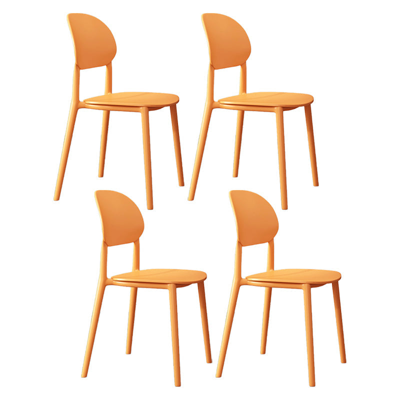 Plastic Scandinavian Armless Chair Kitchen Dining Room Open Back Chair Orange Set of 4 Clearhalo 'Dining Chairs' 'Dining Tables & Seating' 'dining_chair' 'Furniture' 'furniture_dining_chair' 'Kitchen & Dining Furniture' 5063171