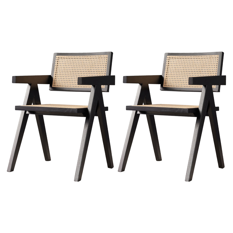 Modern Kitchen Side Dining Chairs Oak Wood Side Chairs for Home Black 2 Piece Set Clearhalo 'Dining Chairs' 'Dining Tables & Seating' 'dining_chair' 'furn' 'furn_dining_chair' 'Furniture' 'furniture_dining_chair' 'Kitchen & Dining Furniture' 5063174
