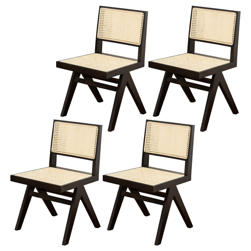 Modern Kitchen Side Dining Chairs Oak Wood Side Chairs for Home Matte Black 4 Piece Set Clearhalo 'Dining Chairs' 'Dining Tables & Seating' 'dining_chair' 'furn' 'furn_dining_chair' 'Furniture' 'furniture_dining_chair' 'Kitchen & Dining Furniture' 5063180