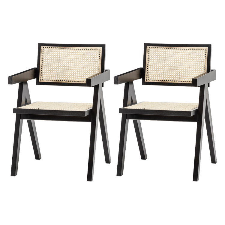 Modern Kitchen Side Dining Chairs Oak Wood Side Chairs for Home Black-White 2 Piece Set Clearhalo 'Dining Chairs' 'Dining Tables & Seating' 'dining_chair' 'furn' 'furn_dining_chair' 'Furniture' 'furniture_dining_chair' 'Kitchen & Dining Furniture' 5063184