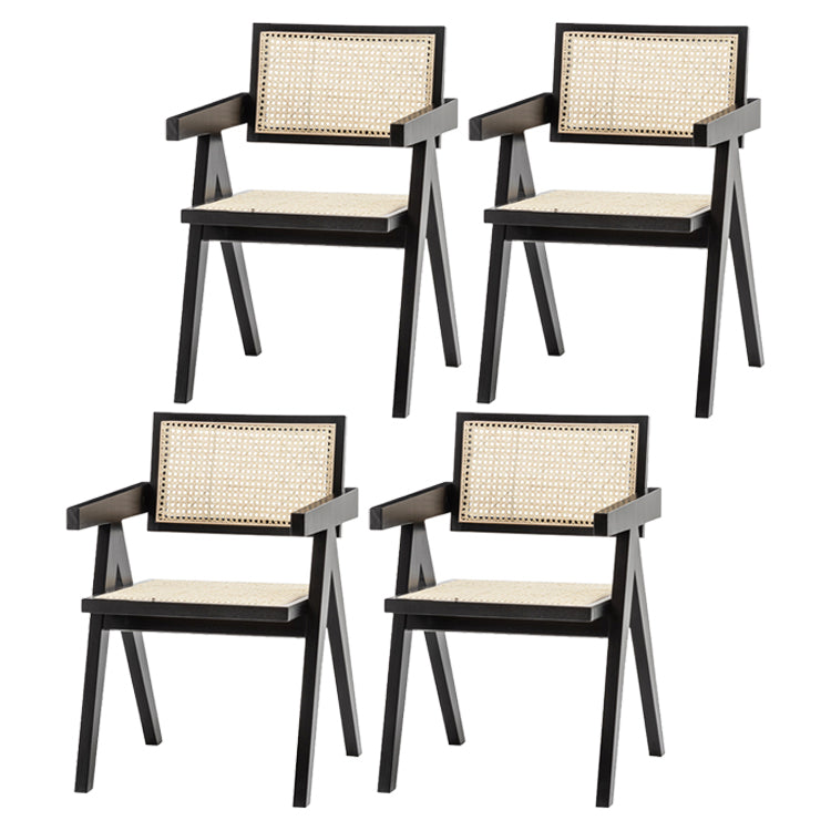 Modern Kitchen Side Dining Chairs Oak Wood Side Chairs for Home Black-White 4 Piece Set Clearhalo 'Dining Chairs' 'Dining Tables & Seating' 'dining_chair' 'furn' 'furn_dining_chair' 'Furniture' 'furniture_dining_chair' 'Kitchen & Dining Furniture' 5063186