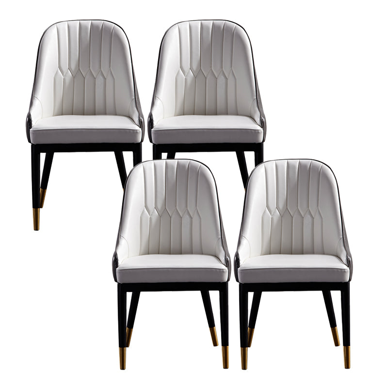 Dining Room Side Chairs Glam Solid Wood Kitchen Armless Chair for Home Gray-White 4 Piece Set Clearhalo 'Dining Chairs' 'Dining Tables & Seating' 'dining_chair' 'furn' 'furn_dining_chair' 'Furniture' 'furniture_dining_chair' 'Kitchen & Dining Furniture' 5063228