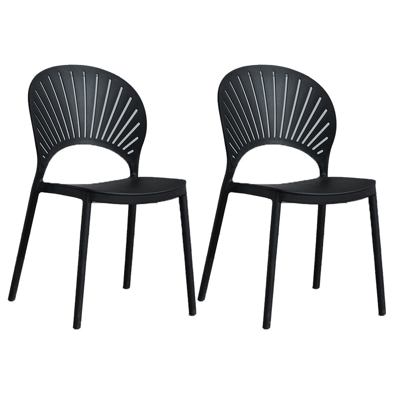Scandinavian Plastic Armless Chair Kitchen Dining Room Open Back Chair Black 2 Piece Set Clearhalo 'Dining Chairs' 'Dining Tables & Seating' 'dining_chair' 'furn' 'furn_dining_chair' 'Furniture' 'furniture_dining_chair' 'Kitchen & Dining Furniture' 5063239