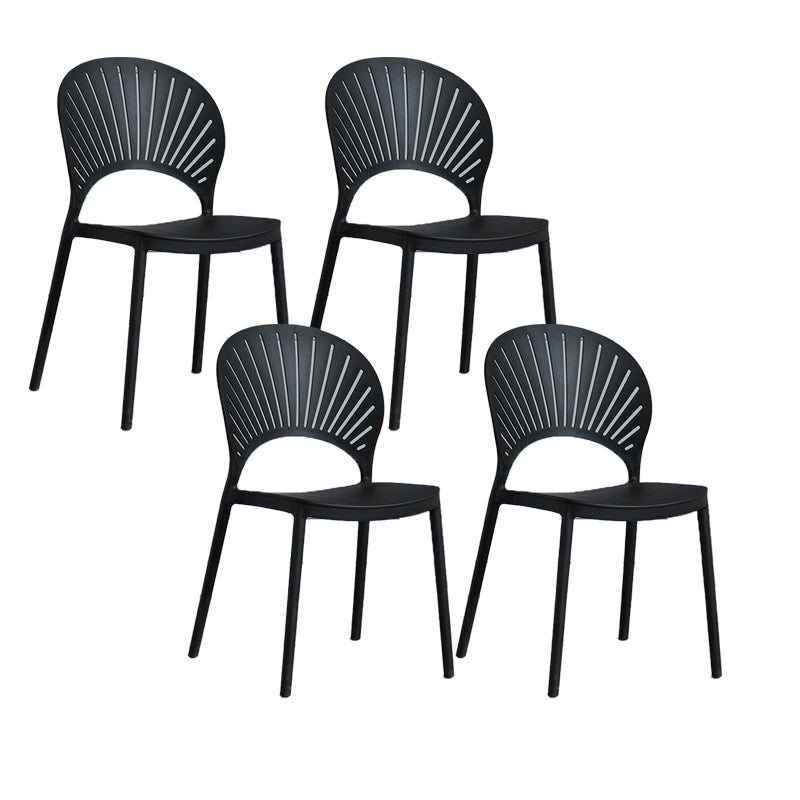 Scandinavian Plastic Armless Chair Kitchen Dining Room Open Back Chair Black 4 Piece Set Clearhalo 'Dining Chairs' 'Dining Tables & Seating' 'dining_chair' 'furn' 'furn_dining_chair' 'Furniture' 'furniture_dining_chair' 'Kitchen & Dining Furniture' 5063241