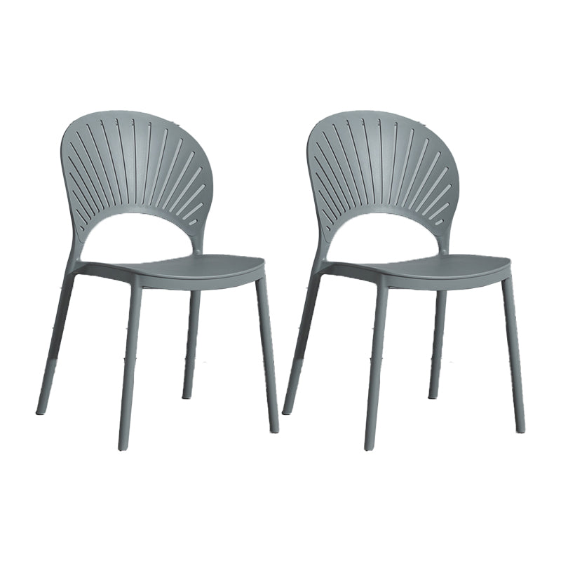 Scandinavian Plastic Armless Chair Kitchen Dining Room Open Back Chair Grey 2 Piece Set Clearhalo 'Dining Chairs' 'Dining Tables & Seating' 'dining_chair' 'furn' 'furn_dining_chair' 'Furniture' 'furniture_dining_chair' 'Kitchen & Dining Furniture' 5063242