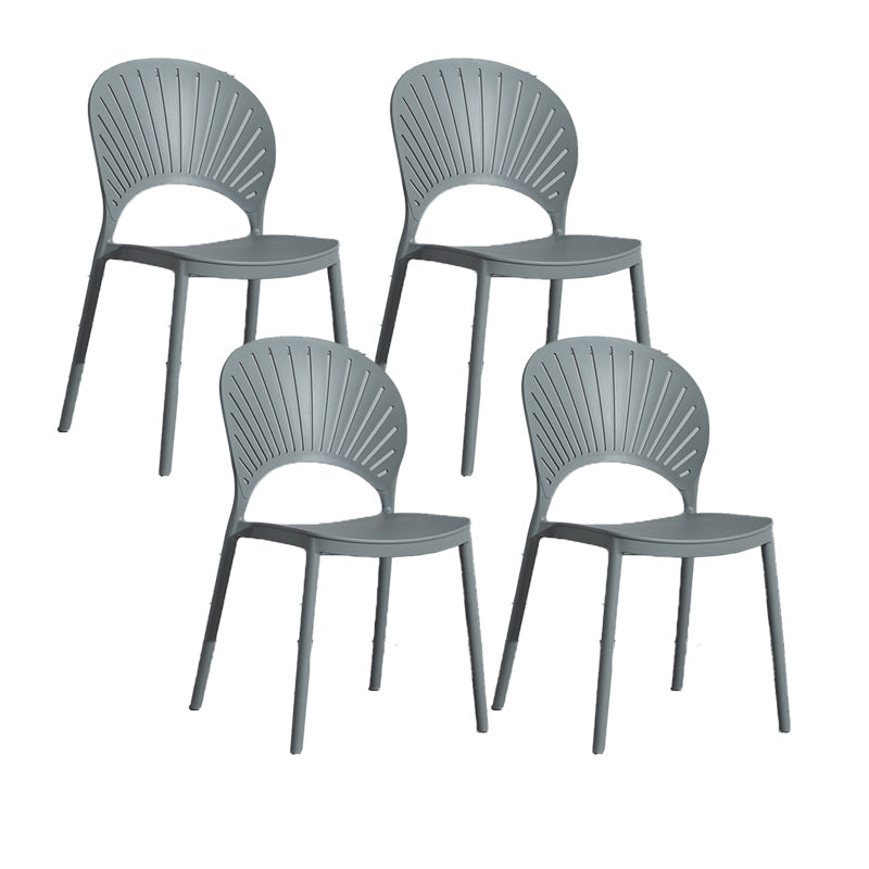 Scandinavian Plastic Armless Chair Kitchen Dining Room Open Back Chair Grey 4 Piece Set Clearhalo 'Dining Chairs' 'Dining Tables & Seating' 'dining_chair' 'furn' 'furn_dining_chair' 'Furniture' 'furniture_dining_chair' 'Kitchen & Dining Furniture' 5063245