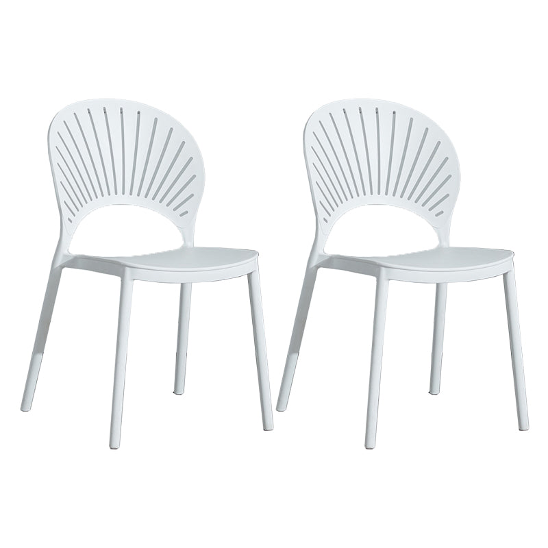 Scandinavian Plastic Armless Chair Kitchen Dining Room Open Back Chair White 2 Piece Set Clearhalo 'Dining Chairs' 'Dining Tables & Seating' 'dining_chair' 'furn' 'furn_dining_chair' 'Furniture' 'furniture_dining_chair' 'Kitchen & Dining Furniture' 5063246