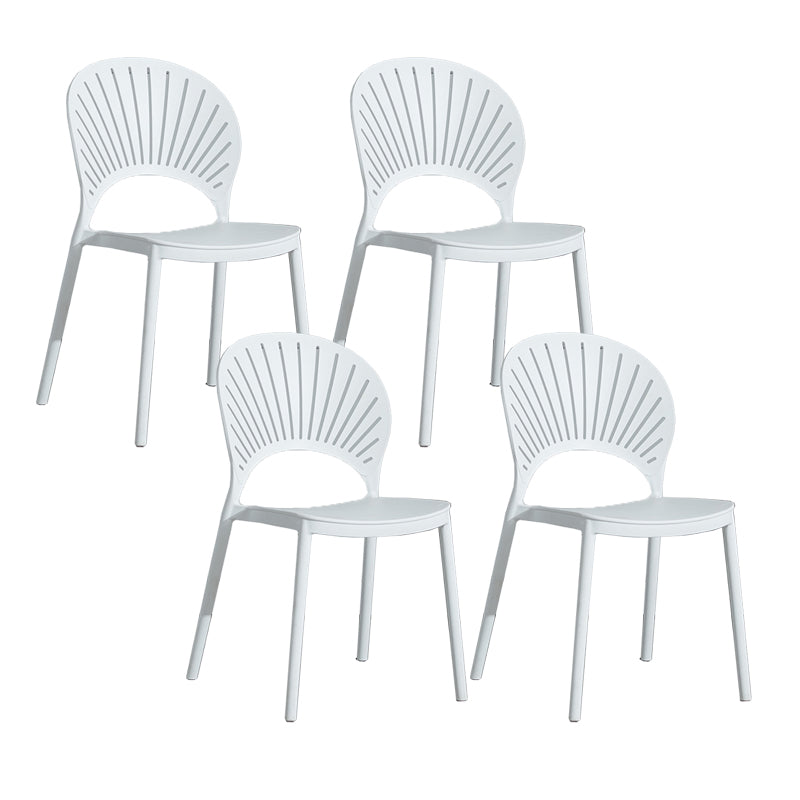 Scandinavian Plastic Armless Chair Kitchen Dining Room Open Back Chair White 4 Piece Set Clearhalo 'Dining Chairs' 'Dining Tables & Seating' 'dining_chair' 'furn' 'furn_dining_chair' 'Furniture' 'furniture_dining_chair' 'Kitchen & Dining Furniture' 5063249