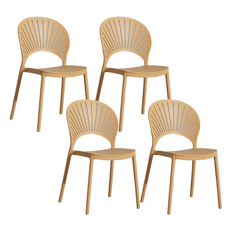 Scandinavian Plastic Armless Chair Kitchen Dining Room Open Back Chair Beige 4 Piece Set Clearhalo 'Dining Chairs' 'Dining Tables & Seating' 'dining_chair' 'furn' 'furn_dining_chair' 'Furniture' 'furniture_dining_chair' 'Kitchen & Dining Furniture' 5063253