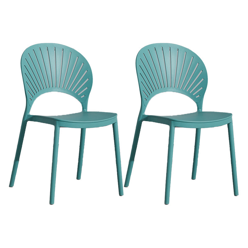Scandinavian Plastic Armless Chair Kitchen Dining Room Open Back Chair Blue 2 Piece Set Clearhalo 'Dining Chairs' 'Dining Tables & Seating' 'dining_chair' 'furn' 'furn_dining_chair' 'Furniture' 'furniture_dining_chair' 'Kitchen & Dining Furniture' 5063265