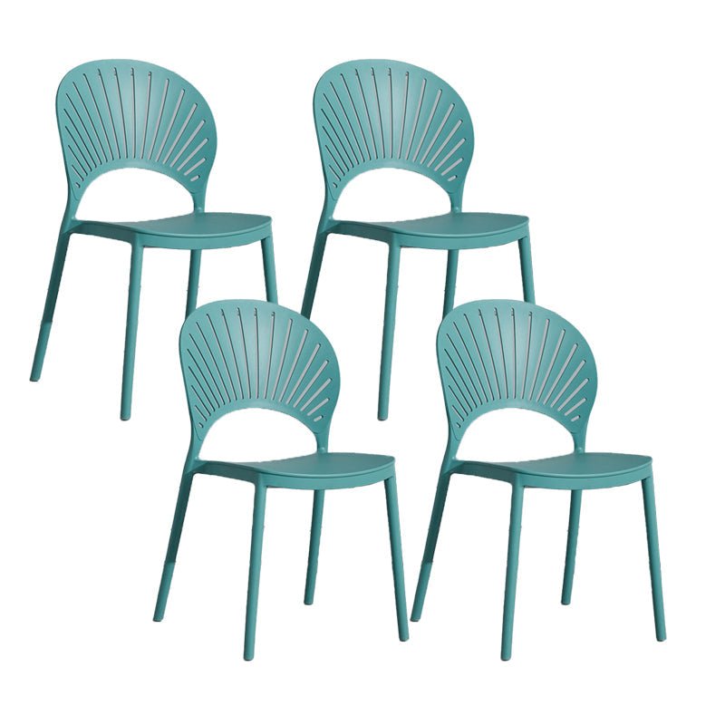 Scandinavian Plastic Armless Chair Kitchen Dining Room Open Back Chair Blue 4 Piece Set Clearhalo 'Dining Chairs' 'Dining Tables & Seating' 'dining_chair' 'furn' 'furn_dining_chair' 'Furniture' 'furniture_dining_chair' 'Kitchen & Dining Furniture' 5063266