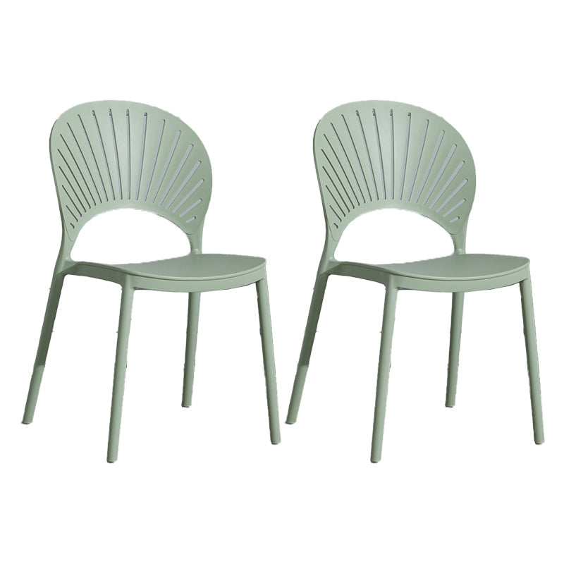 Scandinavian Plastic Armless Chair Kitchen Dining Room Open Back Chair Green 2 Piece Set Clearhalo 'Dining Chairs' 'Dining Tables & Seating' 'dining_chair' 'furn' 'furn_dining_chair' 'Furniture' 'furniture_dining_chair' 'Kitchen & Dining Furniture' 5063267