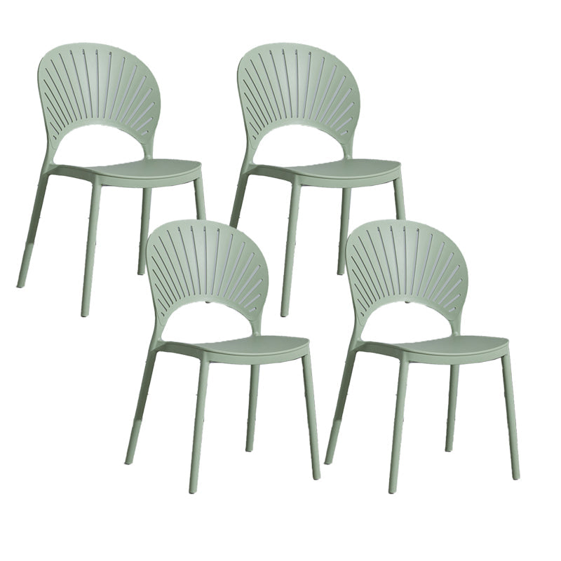 Scandinavian Plastic Armless Chair Kitchen Dining Room Open Back Chair Green 4 Piece Set Clearhalo 'Dining Chairs' 'Dining Tables & Seating' 'dining_chair' 'furn' 'furn_dining_chair' 'Furniture' 'furniture_dining_chair' 'Kitchen & Dining Furniture' 5063268