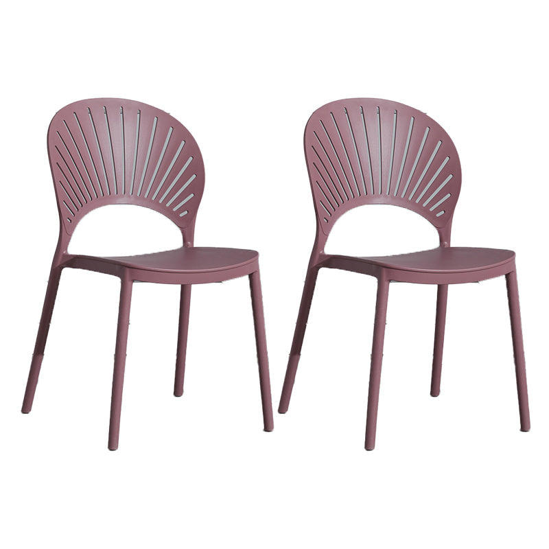 Scandinavian Plastic Armless Chair Kitchen Dining Room Open Back Chair Purple 2 Piece Set Clearhalo 'Dining Chairs' 'Dining Tables & Seating' 'dining_chair' 'furn' 'furn_dining_chair' 'Furniture' 'furniture_dining_chair' 'Kitchen & Dining Furniture' 5063269