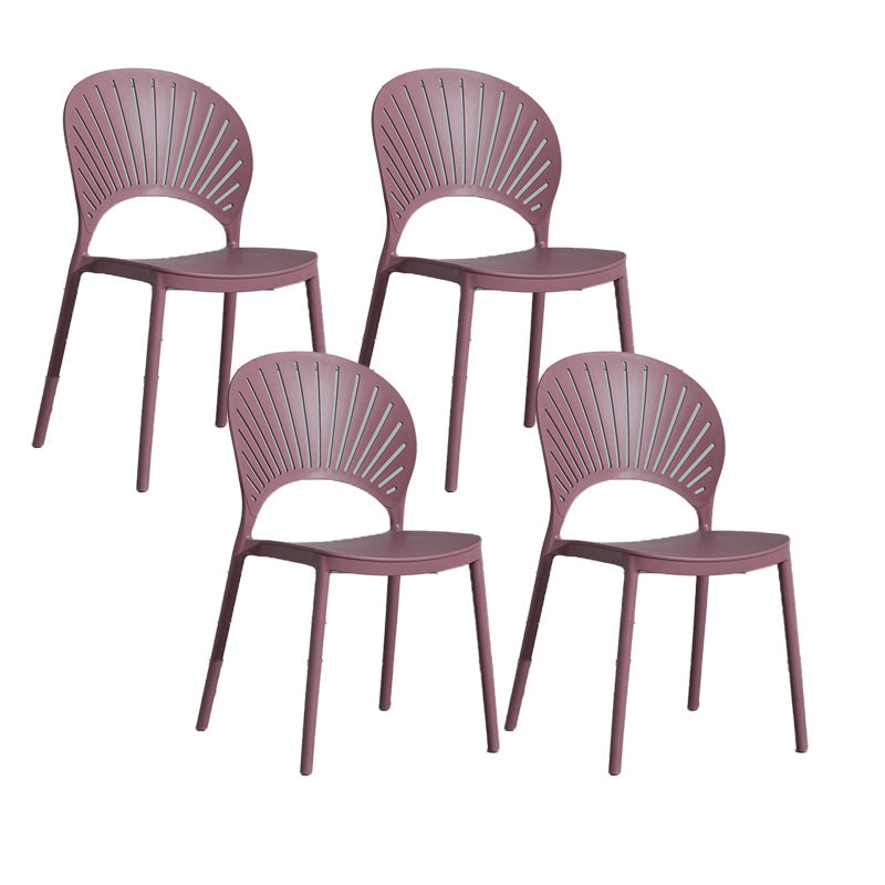 Scandinavian Plastic Armless Chair Kitchen Dining Room Open Back Chair Purple 4 Piece Set Clearhalo 'Dining Chairs' 'Dining Tables & Seating' 'dining_chair' 'furn' 'furn_dining_chair' 'Furniture' 'furniture_dining_chair' 'Kitchen & Dining Furniture' 5063270
