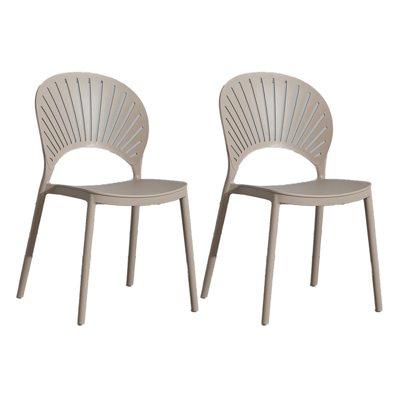 Scandinavian Plastic Armless Chair Kitchen Dining Room Open Back Chair Camel 2 Piece Set Clearhalo 'Dining Chairs' 'Dining Tables & Seating' 'dining_chair' 'furn' 'furn_dining_chair' 'Furniture' 'furniture_dining_chair' 'Kitchen & Dining Furniture' 5063271