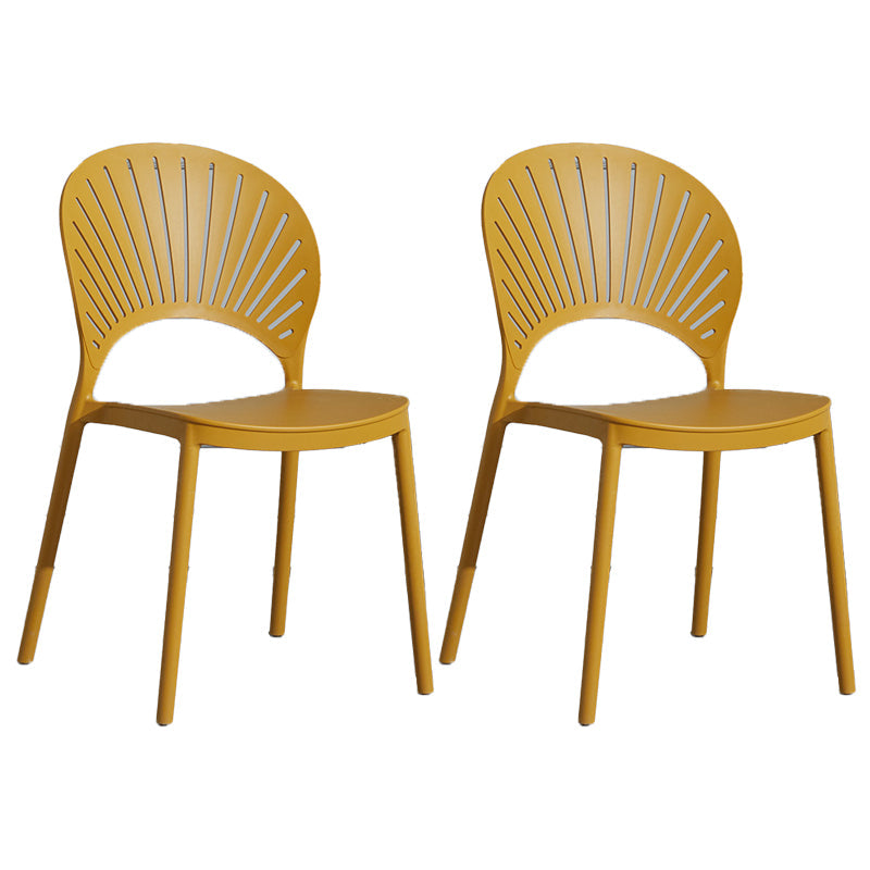 Scandinavian Plastic Armless Chair Kitchen Dining Room Open Back Chair Ginger 2 Piece Set Clearhalo 'Dining Chairs' 'Dining Tables & Seating' 'dining_chair' 'furn' 'furn_dining_chair' 'Furniture' 'furniture_dining_chair' 'Kitchen & Dining Furniture' 5063275