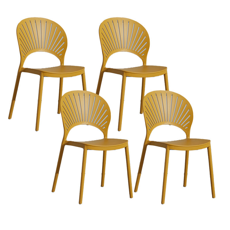 Scandinavian Plastic Armless Chair Kitchen Dining Room Open Back Chair Ginger 4 Piece Set Clearhalo 'Dining Chairs' 'Dining Tables & Seating' 'dining_chair' 'furn' 'furn_dining_chair' 'Furniture' 'furniture_dining_chair' 'Kitchen & Dining Furniture' 5063276