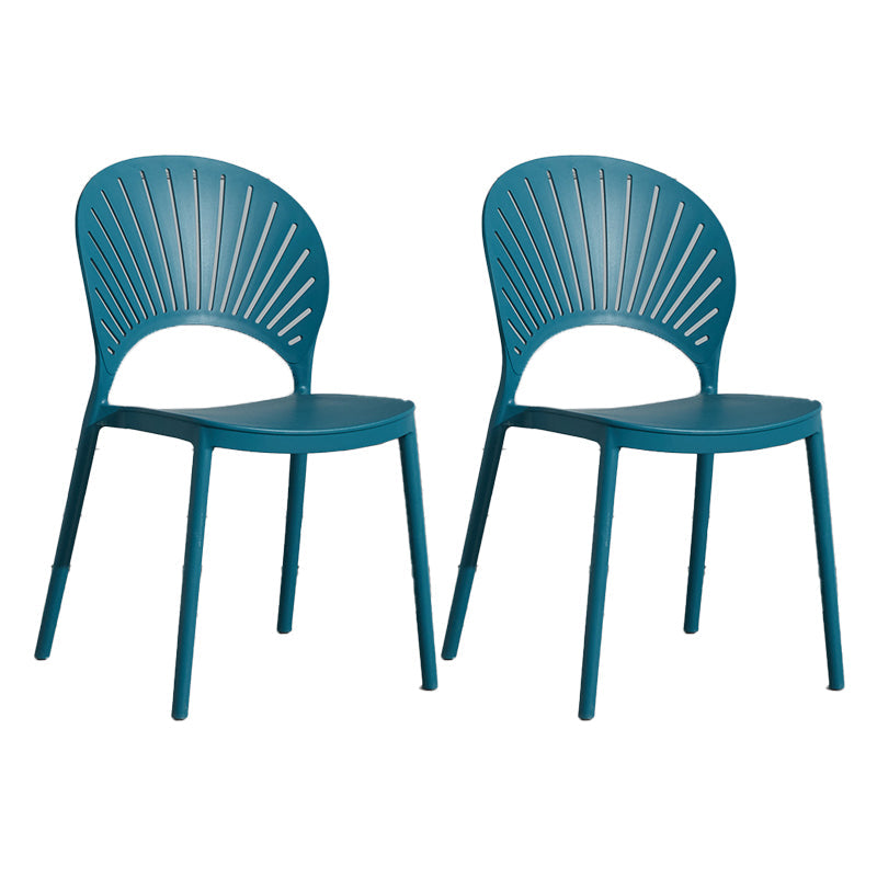 Scandinavian Plastic Armless Chair Kitchen Dining Room Open Back Chair Peacock Blue 2 Piece Set Clearhalo 'Dining Chairs' 'Dining Tables & Seating' 'dining_chair' 'furn' 'furn_dining_chair' 'Furniture' 'furniture_dining_chair' 'Kitchen & Dining Furniture' 5063277